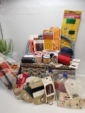 Vintage “Penny’s” Woven Wicker Sewing Basket with Silk Interior&Sewing Equipment