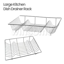 Large Kitchen Dish Drainer Rack Cutlery Cup Plate Chrome Holder Drying Stand