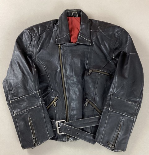 Vintage leather biker jacket - leather,