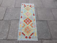 Vintage Kilim Traditional Hand Made Oriental Blue Wool Kilim Runner 146x55cm