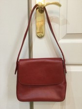 Bally shoulder bag cherry red with flap and magnetic clasp