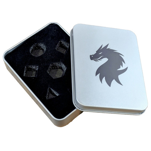 Dice tin storage case - tin, dragon