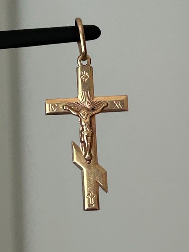 14ct gold cross - gold, rose