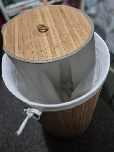 Wooden laundry basket - basket,