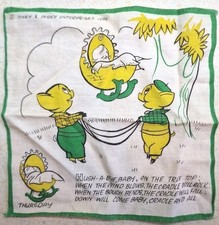 Pinky and Perky Enterprises 1964 Thursday Handkerchief Vintage Unused