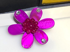 Vintage Brooch Jewellery Plastic Pink Flower Diamante Crystal Few Stones Missing