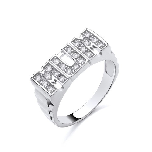 Silver simulated diamond mum - diamond,