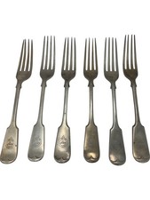 Set of 6 A1 Silver Plated Forks Hallmarked Antique Cutlery T2041 HV2