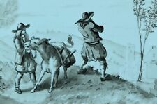 Antique Painted Porcelain Plaque Fable By La Fontaine Gustave Doré 19th Century