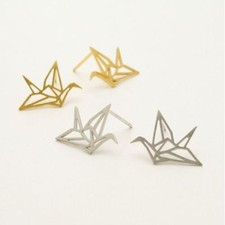 Origami crane stud earrings - crane,