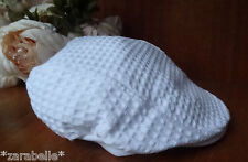 Baby Boy Hat Flat Cap White Waffle Summer 100% Cotton Made in UK 6 12 18 24m