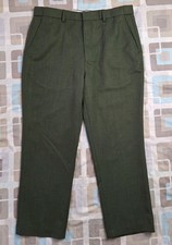 Mens Cotton Traders Olive Green Straight Tailored Trousers - Size 36" W / 27" L