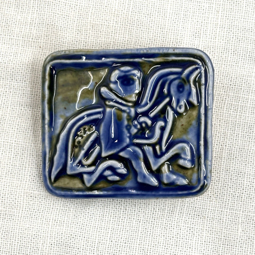 Studio pottery ceramic brooch - ceramic,