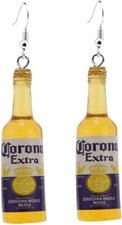 In The Theme Of Corona Beer Bottles Handmade Earrings Beer Novelty Earrings.