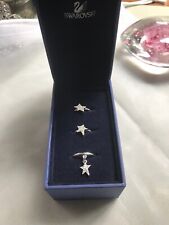 Swarovski Set Of Three Rings Flicker Size 55 Lovely Condition Silver & Crystal 