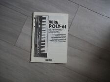 Korg Poly 61 Analog Polyphonic Synthesizer Original Owner's Manual