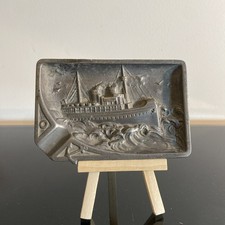 Antique metal ashtray - antique,
