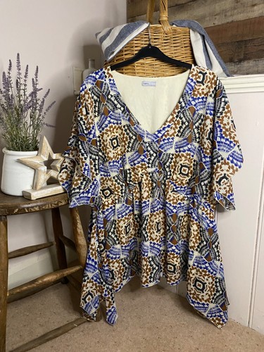 Boho chic print tunic top - boho, size