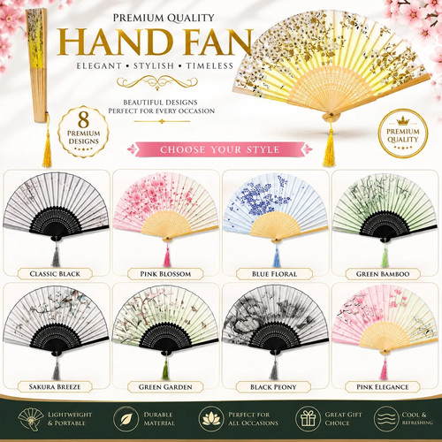 Bamboo folding hand silk fan - folding,
