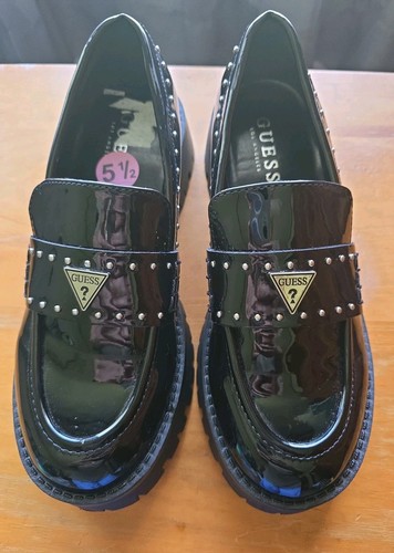 Guess black patent - patent, studded