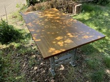 Large Indoor/outdoor Industrial Oak Dining Table (or Desk For Bond Villain)