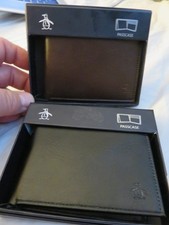 Original Penguin Passcase Leather Wallet, brown or black +gift box $45 msrp NEW