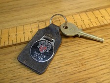 Vintage 1960s era Austin Se7en Keyfob . Leather fob with enamel .Classic Mini