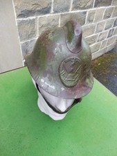 Vintage Mid Century USSR Soviet Union Green Metal Fireman Firefighter Helmet