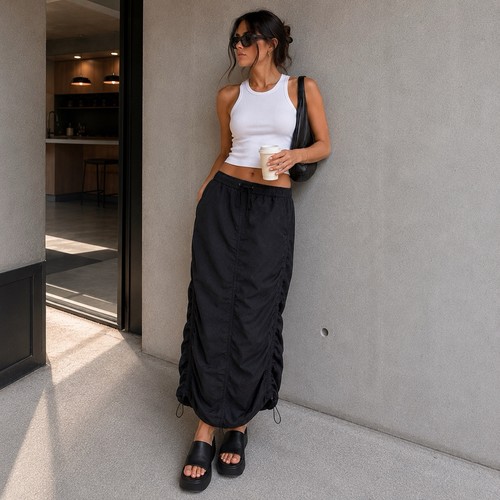 Glassons black parachute maxi - glassons,