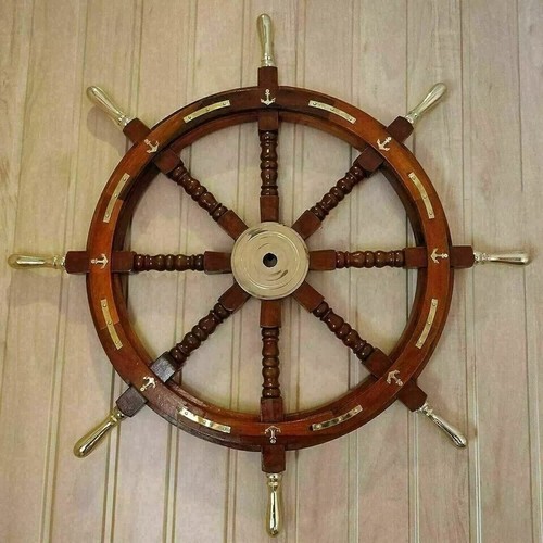 Wooden ship wheel nautical - ship, 36"
