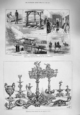 Old Antique Print 1876 Silver Gilt Dinner Service Mikado Shoeburyness Gun 19th