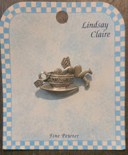 Lindsay Claire Fine Pewter Cherub Teacup Pin