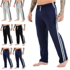 MENS JOGGING TROUSERS TRACKSUIT BOTTOMS JOGGERS STRIPED GYM SPORTS PANTS Pack 2