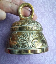 HEAVY BRASS SANCTUARY BELL. ' LEO AQUILA AGNUS PELICANUS.  '3.5" HIGH. 