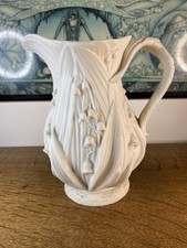 Antique Copeland Parian Ware Jug, Moulded Relief of Bluebells