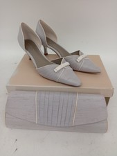 Jacques Vert Women's Heels Size 5 With Clutch Bag Silver-Tone EU 38 Shoes