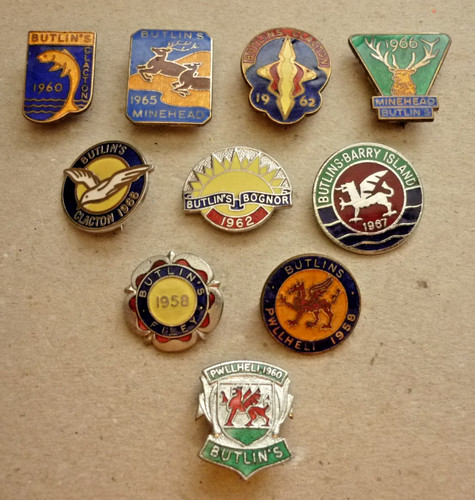 Ten vintage enamel badges - ten,