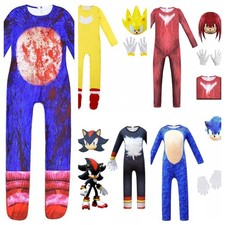 Sonic Hedgehog Jumpsuit Boy Adult Cosplay Costume Cartoon Character UK