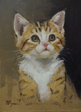 Oil painting of a kitten  /
