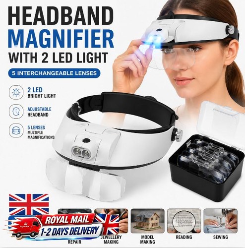 Led magnifying glass headset - led,