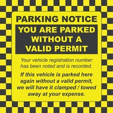 Parking Permit Sign Ticket Notice Private Area Stickers Hard To Remove DETERRENT