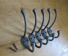 Cast iron Rustic hat & coat hooks vintage old English Victorian retro pegs