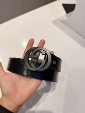 Gucci Black Shiny Imprime Monogram Belt 110cm