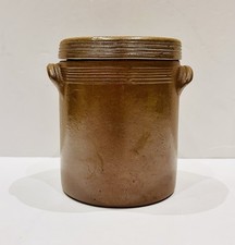 Gres de Bonny Salt Glazed Stoneware French Pottery Crock With Lid & Handles