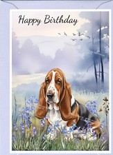 Basset Hound Dog (4"x 6") Birthday Card - blank inside - by Starprint