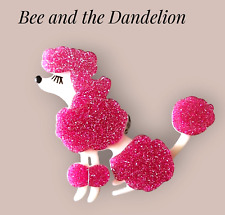 Pink Poodle Dog Modern Acrylic Brooch ~ Art Deco Style
