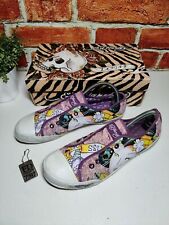 WOMENS ED HARDY ELLERISE UK 7.5 EU 41 PURPLE GEISHA GIRL SLIP ON TRAINERS SHOES