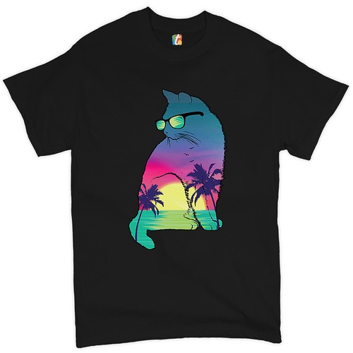 Neon cat sunglasses shirt - in, t-shirt