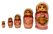 Vintage Pink Matryoshka Dolls