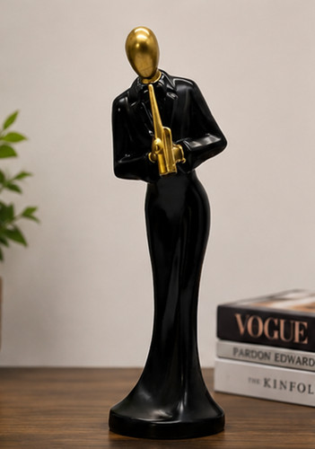 Black gold musician statue - musician,